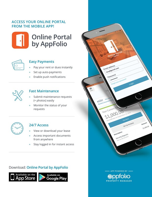 online portal app available for tenant portal